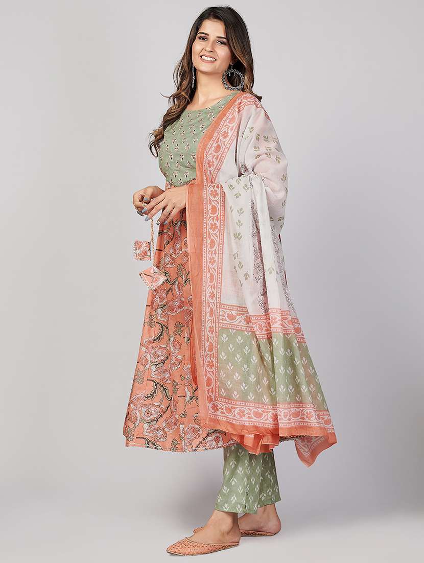 peach cotton suit  set - 18306107 -  Standard Image - 1