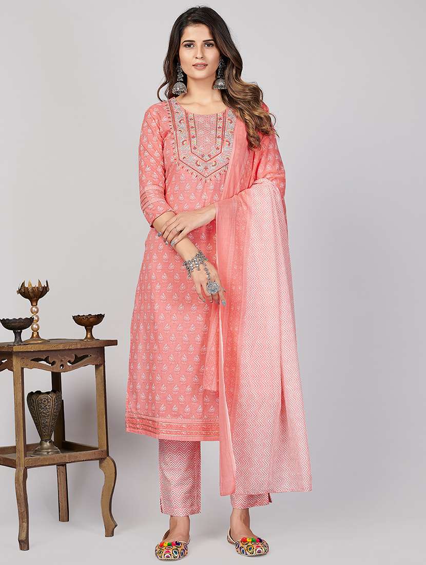 pink printed suit set