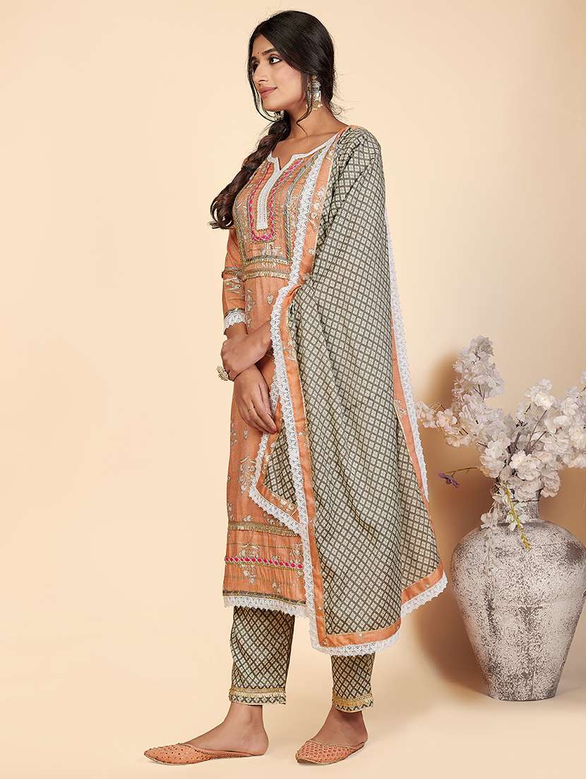 orange rayon suit  set - 18306137 -  Standard Image - 1