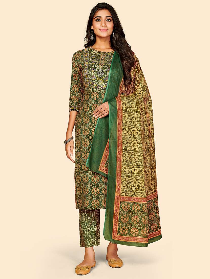 green cotton suit  set