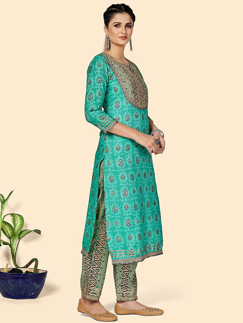 turquoise rayon suit set - 18306199 - Standard Image - 1