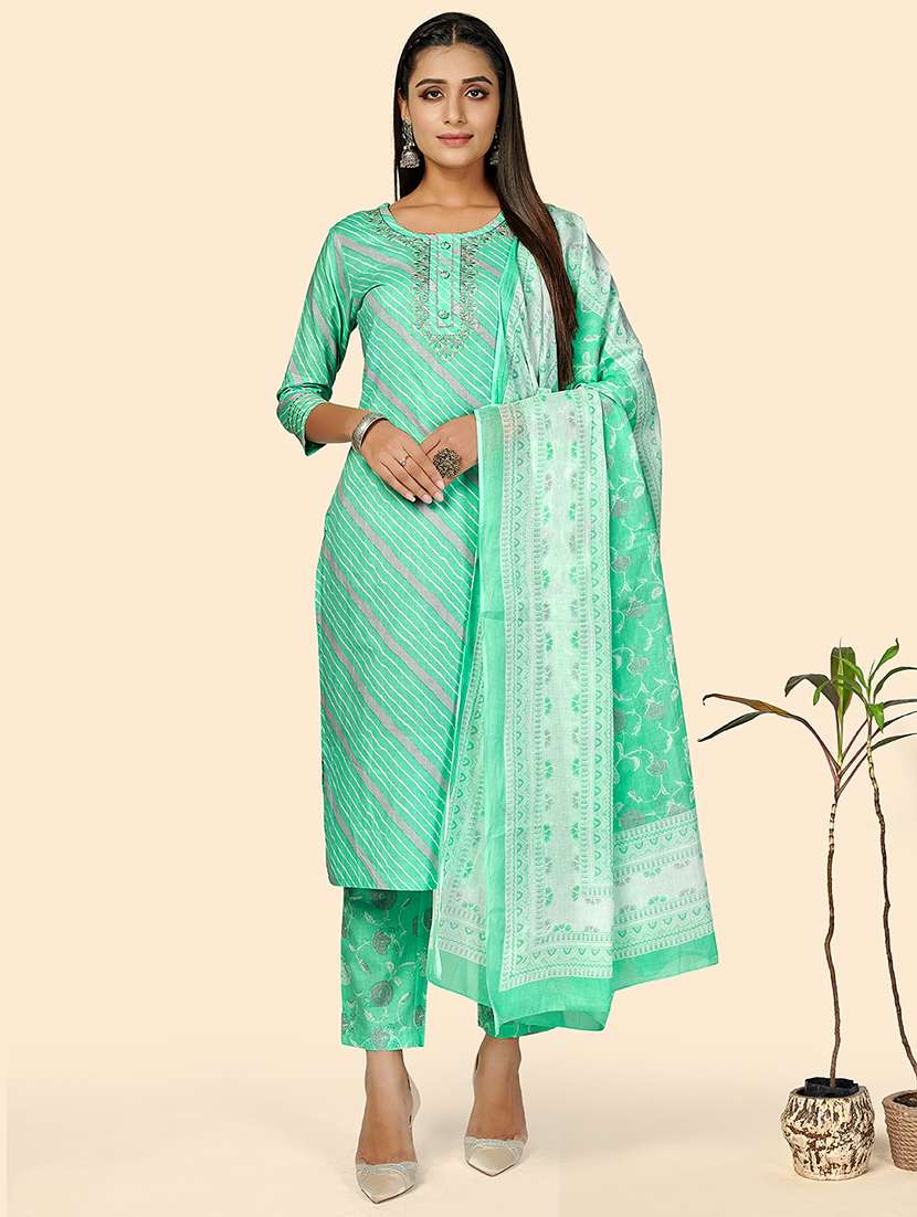 turquoise cotton suit  set
