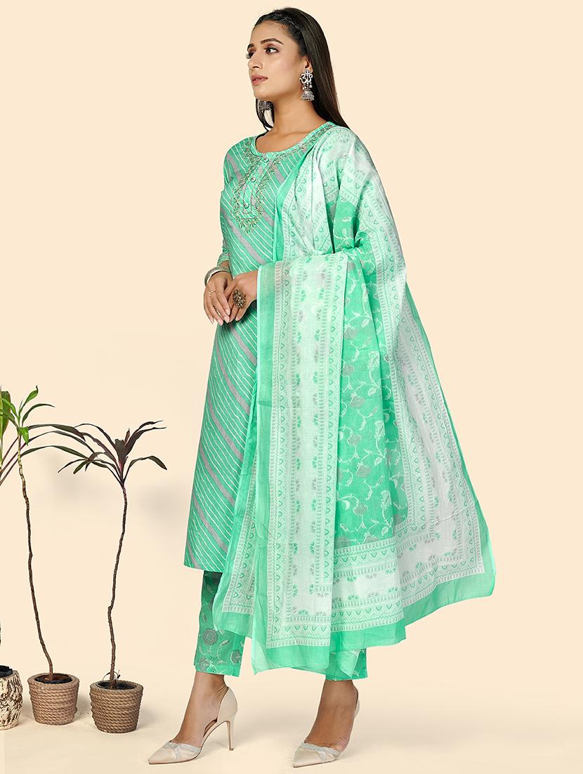 turquoise cotton suit set - 18306216 - Standard Image - 1