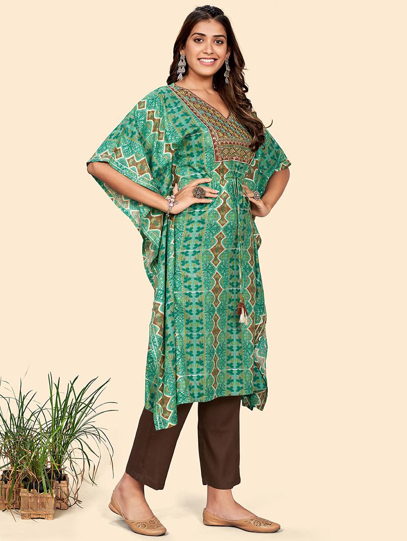 turquoise rayon kurta pant  set - 18306237 -  Standard Image - 1