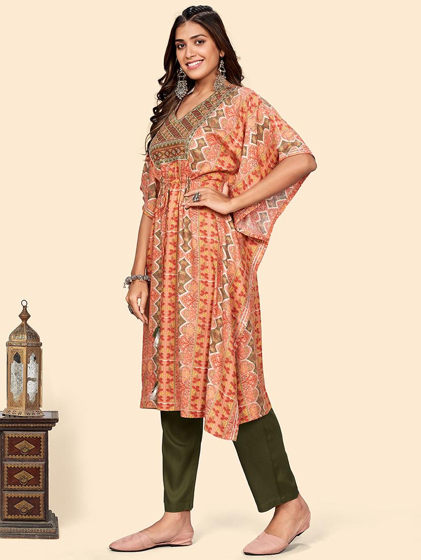 orange rayon kurta pant  set - 18306238 -  Standard Image - 1