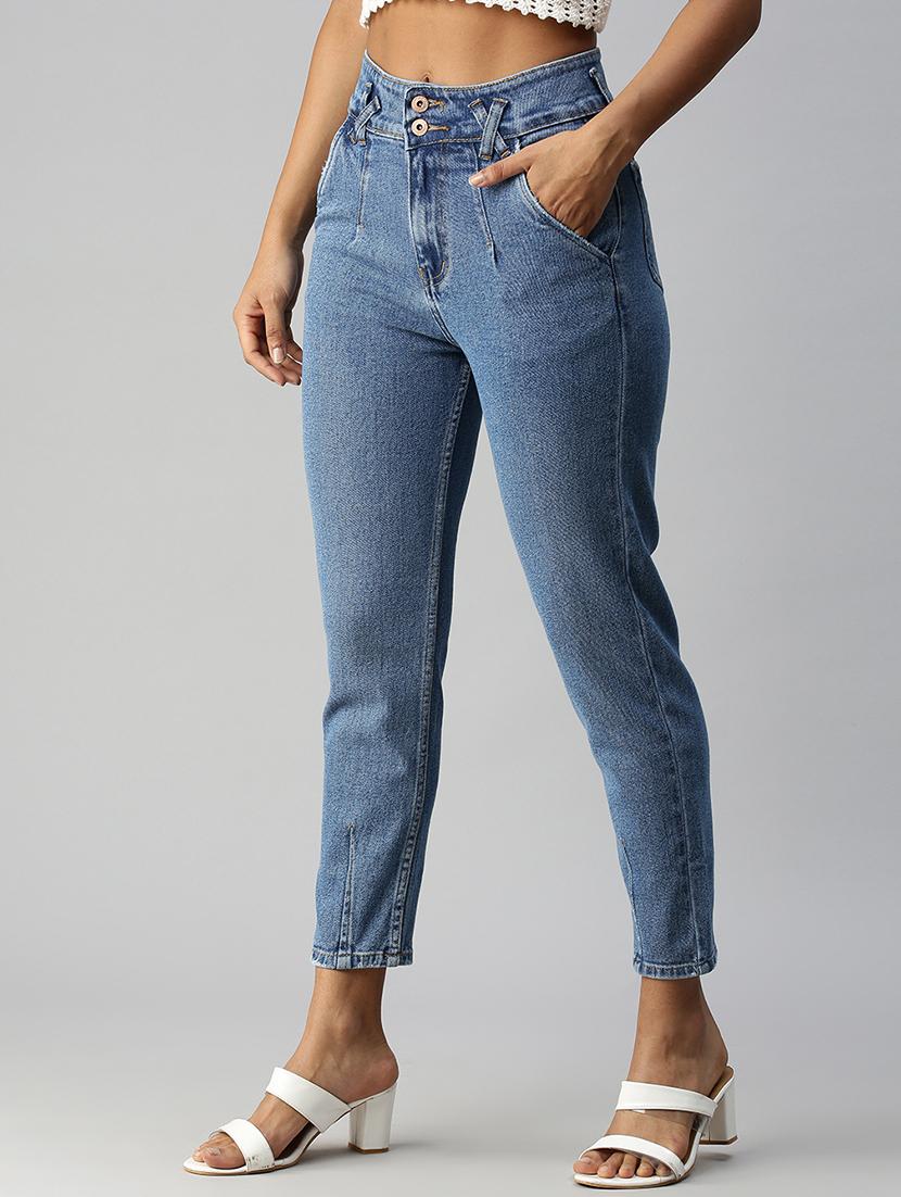 high rise stone washed denim jean - 18306496 -  Standard Image - 1