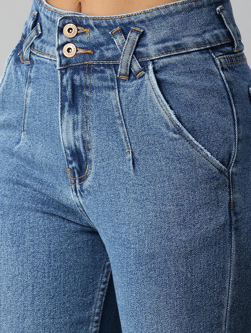 high rise stone washed denim jean - 18306496 - Standard Image - 4