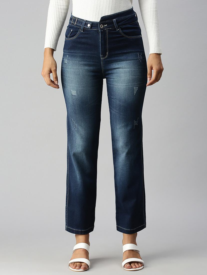women's distress straight fit jeans - 18306544 - Zoom Image - 0