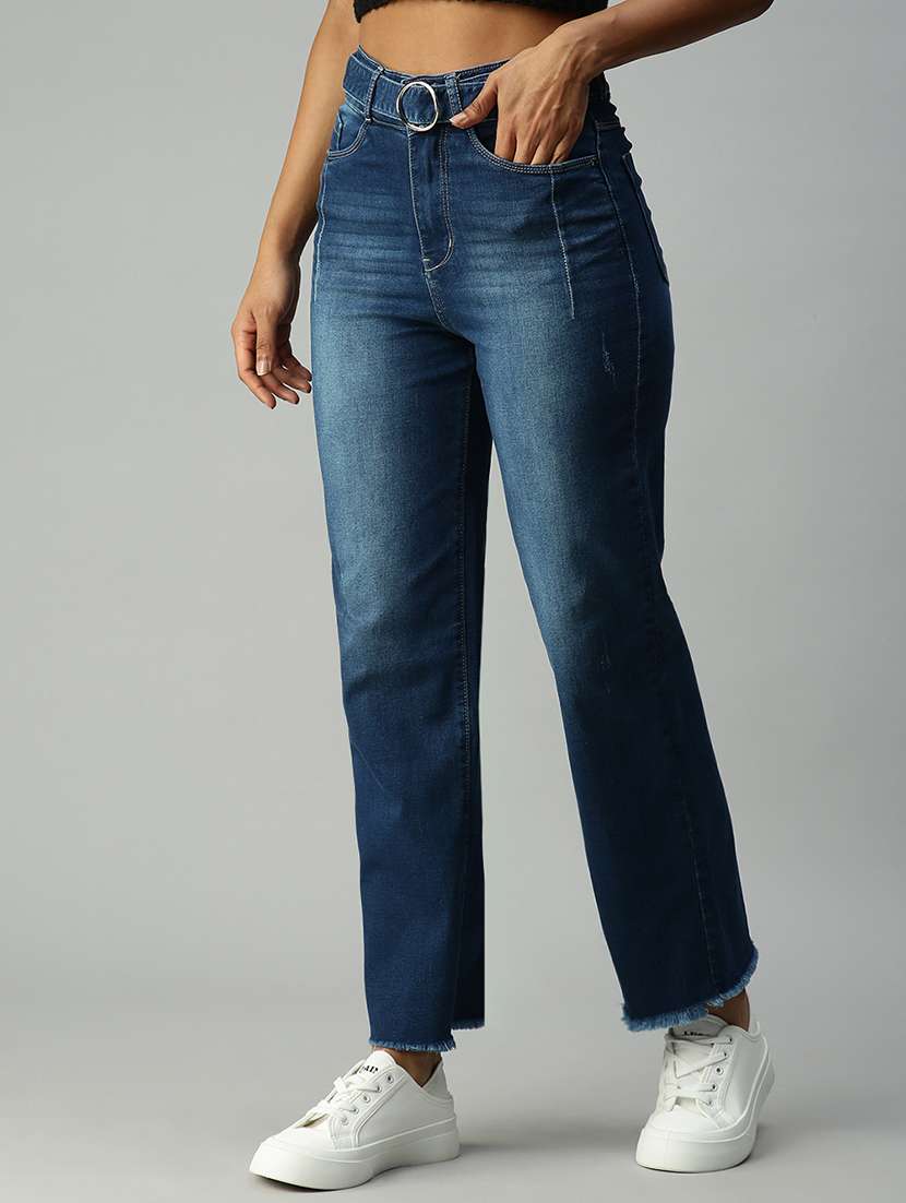 women's plain straight fit jeans - 18306568 -  Standard Image - 1