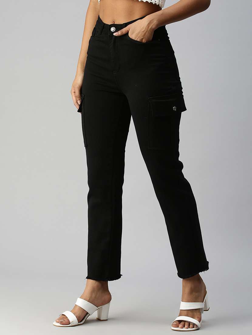 women's solid mid rise cargo  - 18306593 -  Standard Image - 1