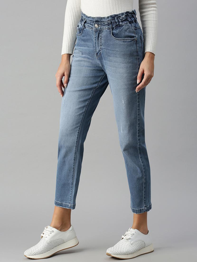 high rise distress wash denim jean - 18306595 - Standard Image - 1