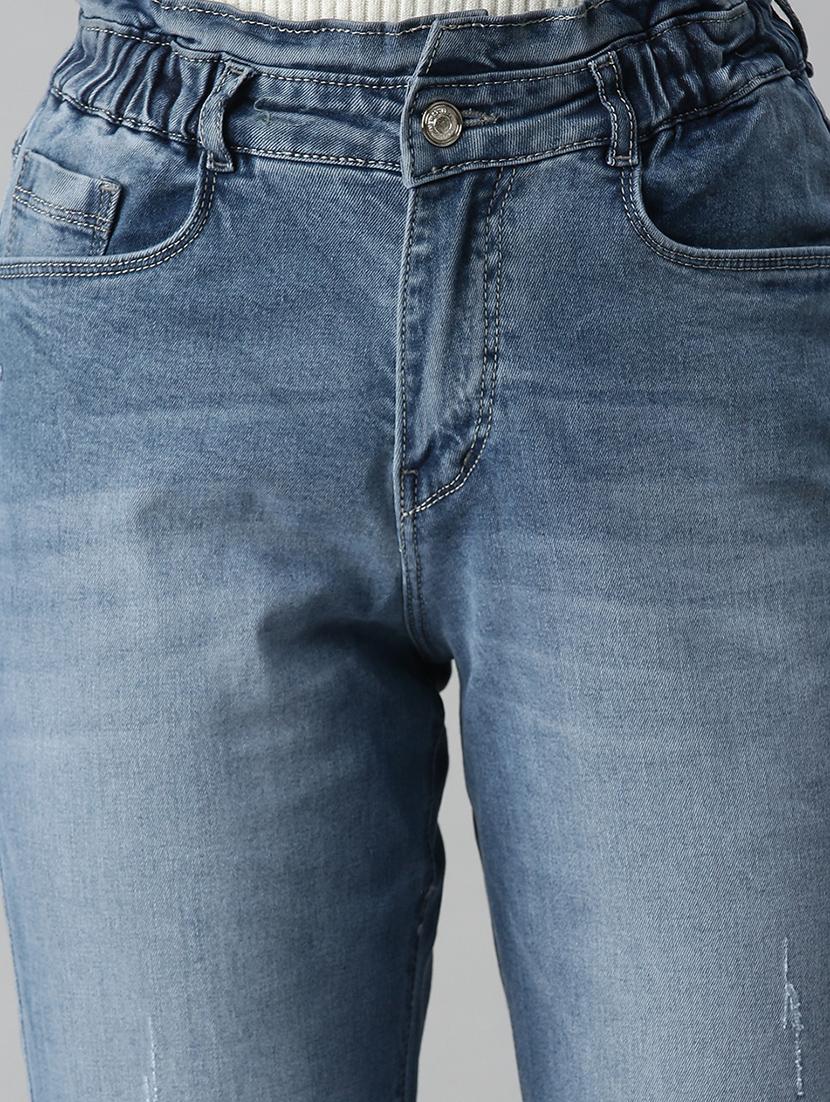 high rise distress wash denim jean - 18306595 - Standard Image - 4