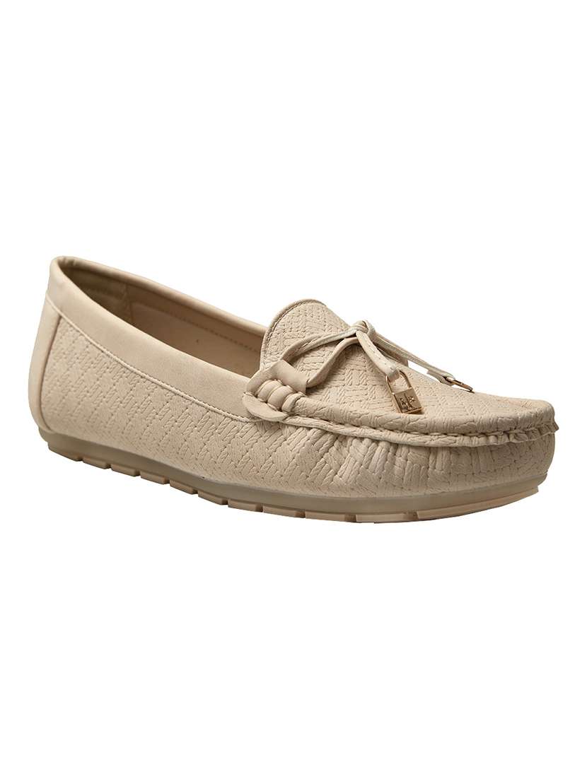 nude pu slip on loafers