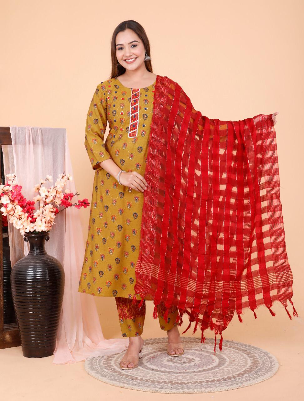 cotton printed suit with dupatta set  - 18308028 -  Standard Image - 1