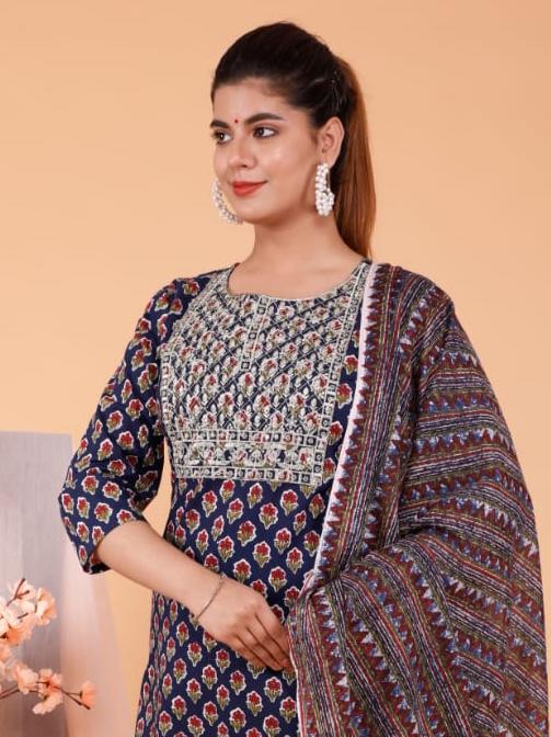 cotton printed suit with dupatta set - 18308031 - Standard Image - 1
