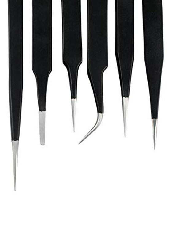 alis esd black coating tweezers set of 10 precision tips for electronics jewelry hobby craft and industrial - 18308146 - Standard Image - 1