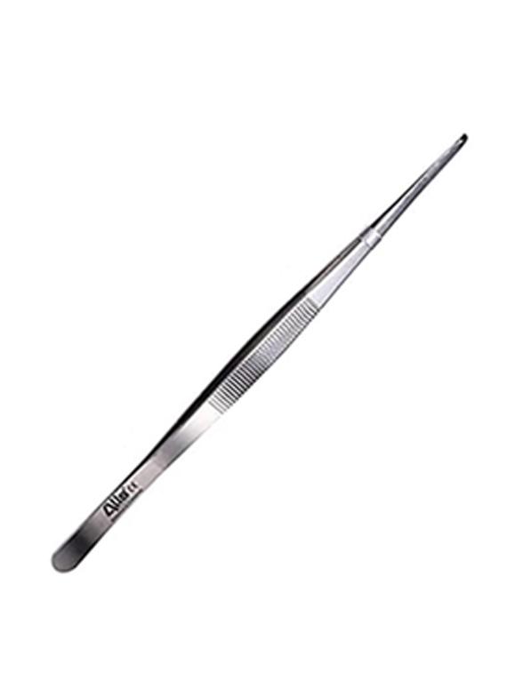 alis akt011 long straight kitchen tweezer with precision serrated tip (10 inch) + free curved tweezer black glossy - 18308151 - Standard Image - 1