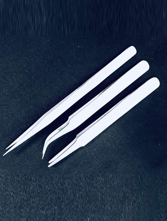 alis uqtz007 stainless steel multipurpose tweezer set of 3| precision for false eye lashes - 18308155 - Standard Image - 1