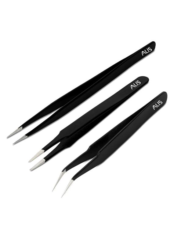 alis 3 in 1 satinless steel tweezer set powder coated (powder coated 3 pcs) - 18308177 - Standard Image - 1