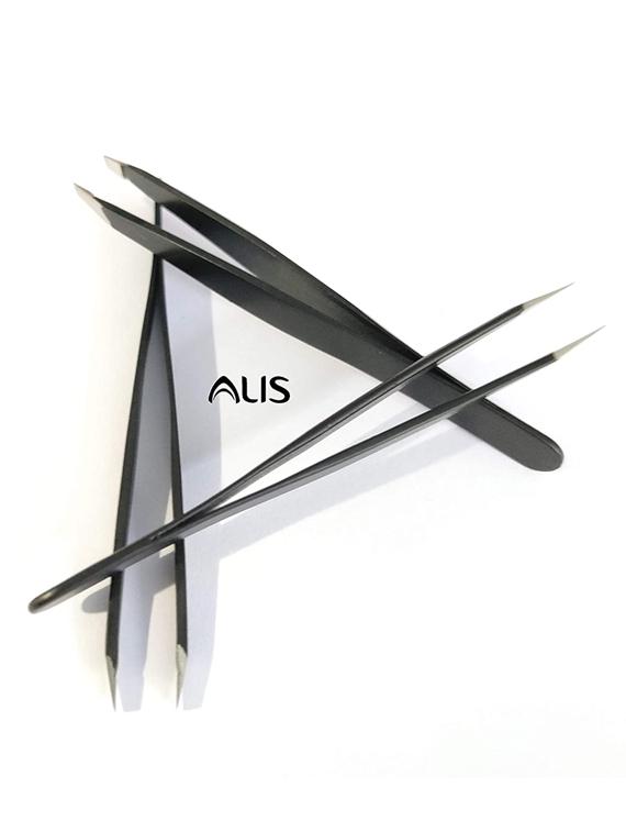 alis professional stainless steel tweezers set 3 pieces combo set (black) for daily beauty routine - 18308181 - Standard Image - 1