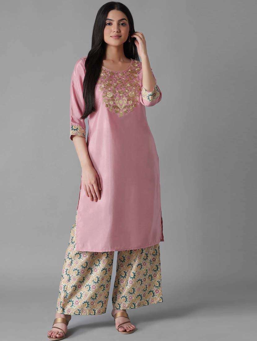 pink modal kurta palazzo  set
