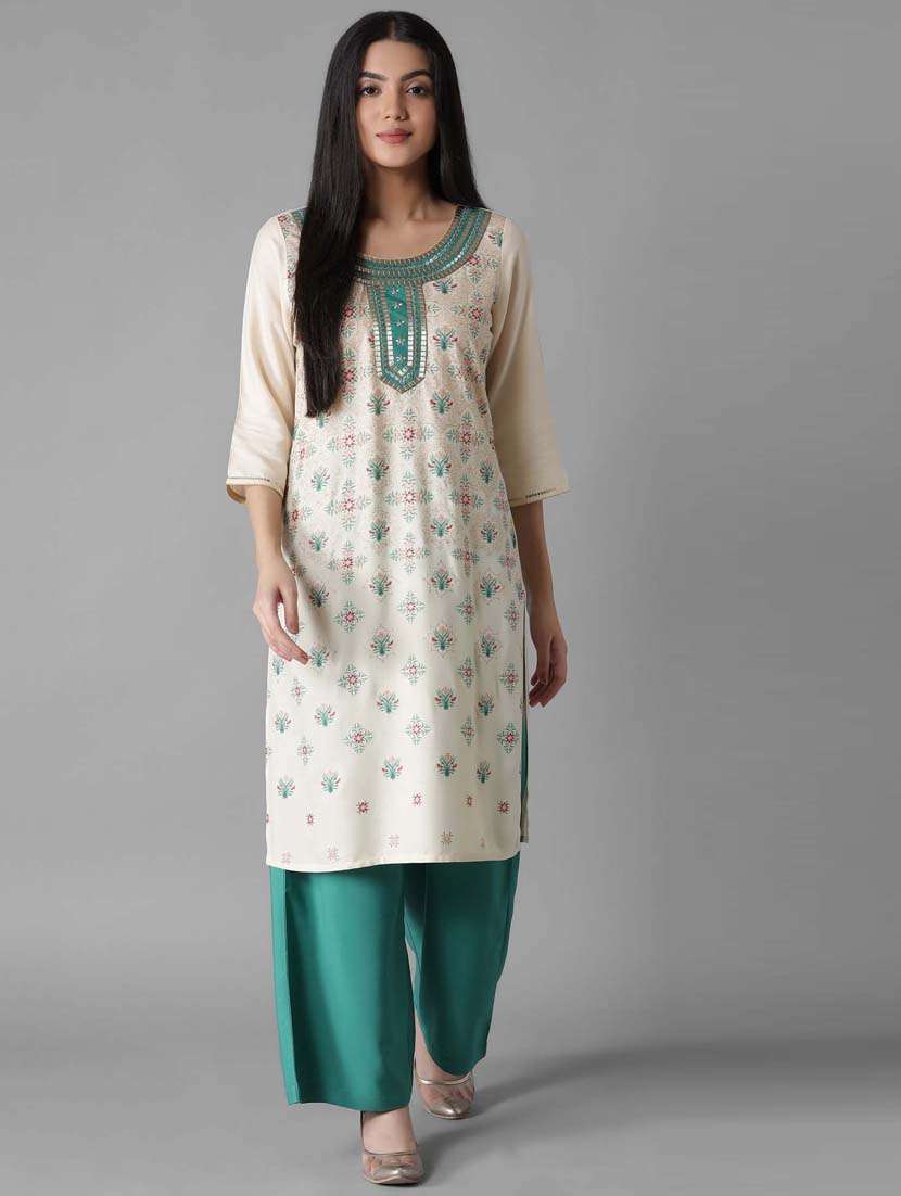 beige modal kurta palazzo  set