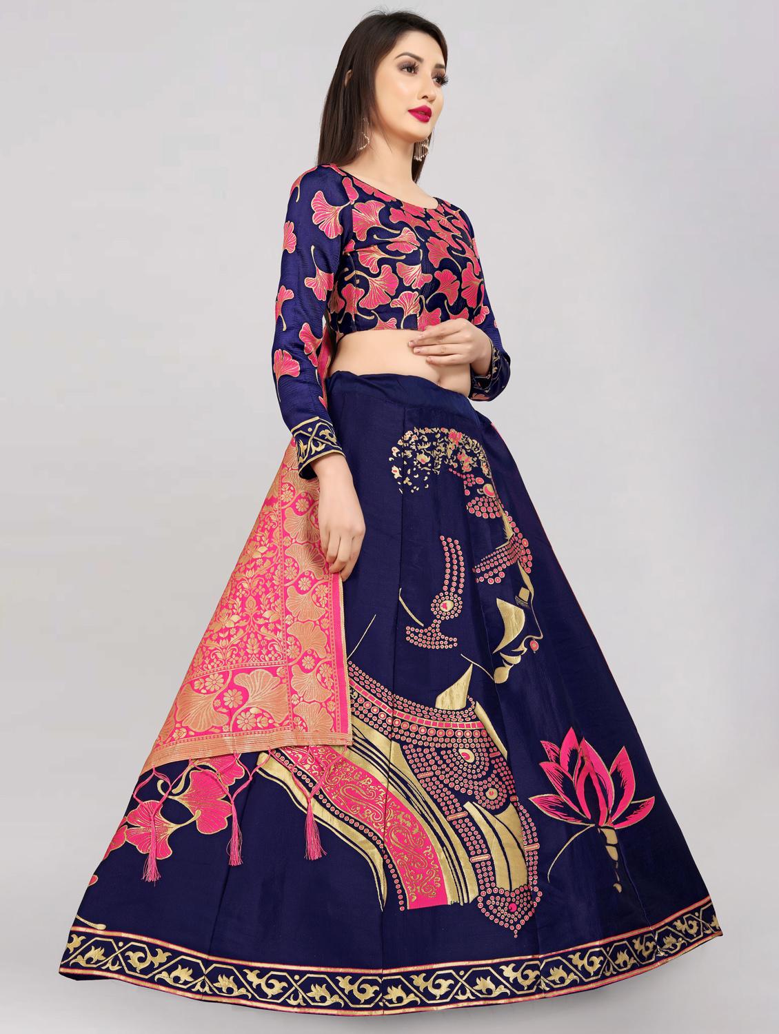 pink banarasi flared lehenga - 18308563 - Standard Image - 1