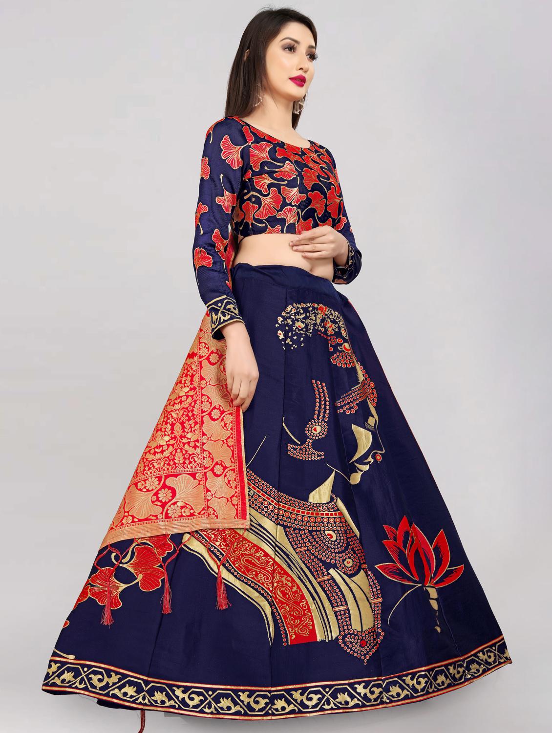 red banarasi flared lehenga - 18308569 - Standard Image - 1