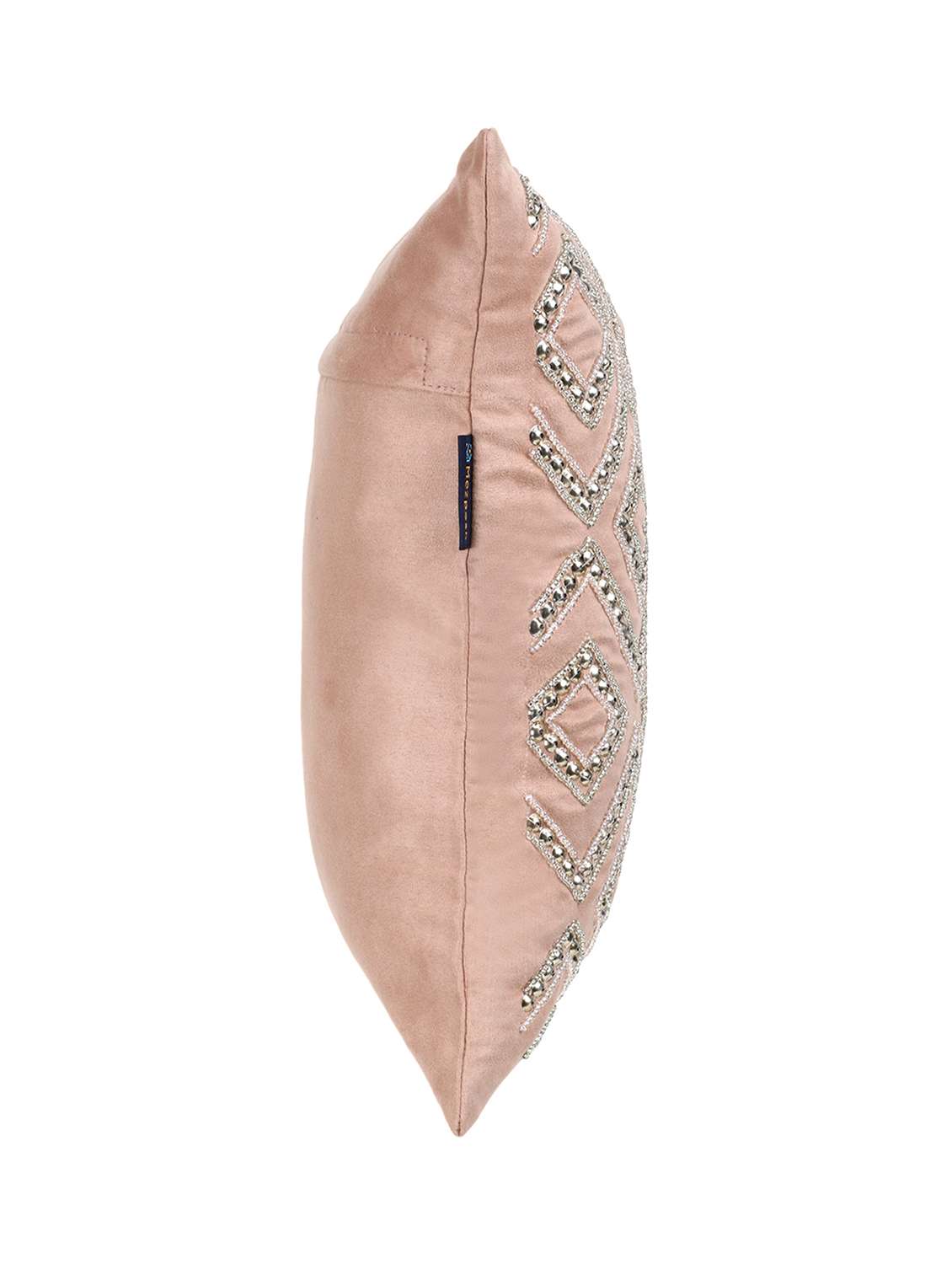 mezposh dazzle dusky pink & dull gold chevron embellished suede cushion cover (16"x16") - 18308591 - Standard Image - 4