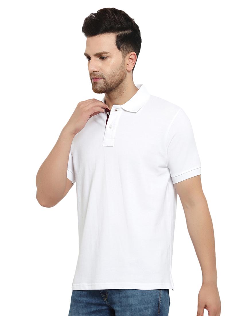 white solid polo t-shirt - 18308892 - Standard Image - 1