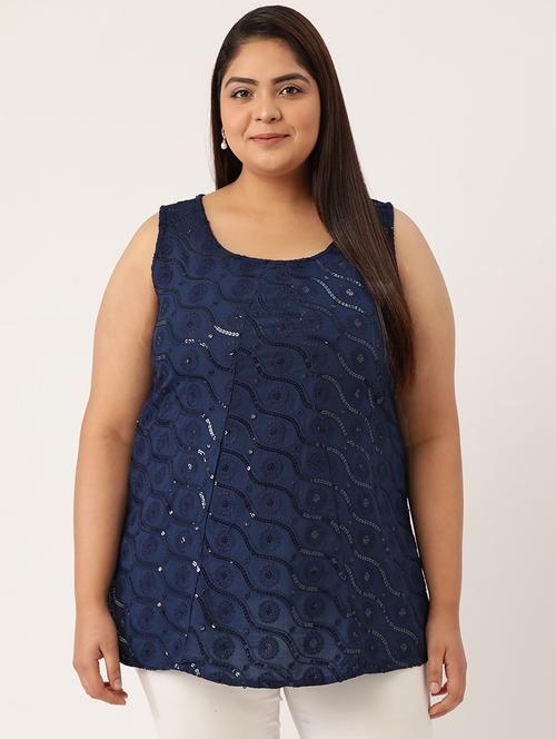 navy blue solid regular top - 18308956 - Standard Image - 0