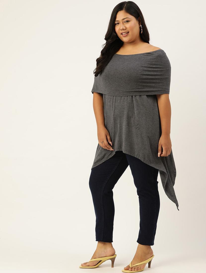 grey solid asymmetric top - 18308960 - Standard Image - 1