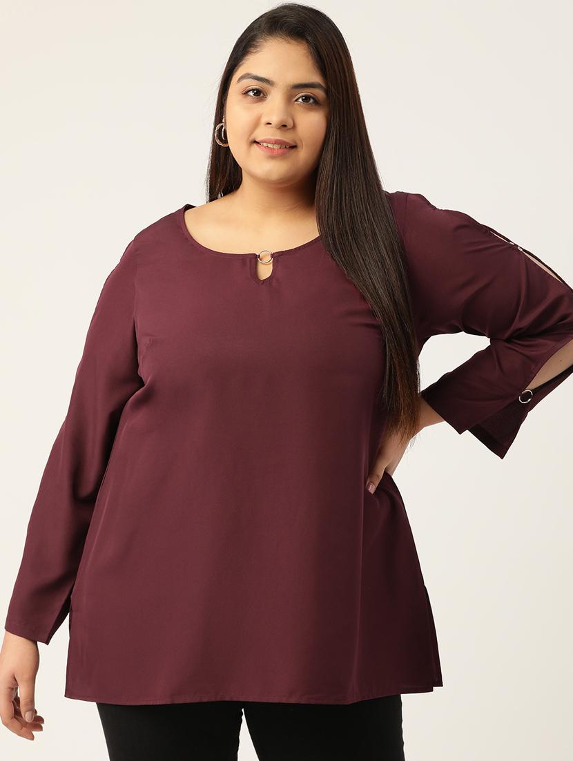 purple solid regular top - 18308977 -  Zoom Image - 0