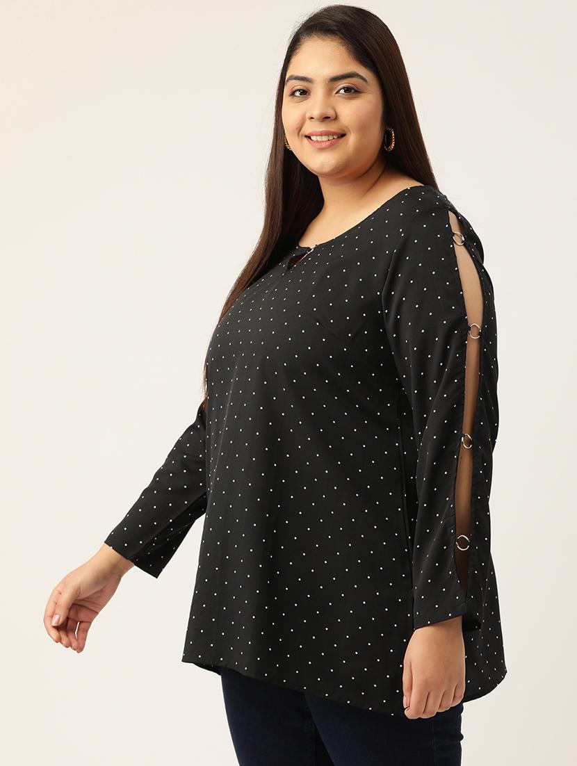 black polka dots regular top - 18308978 - Standard Image - 1