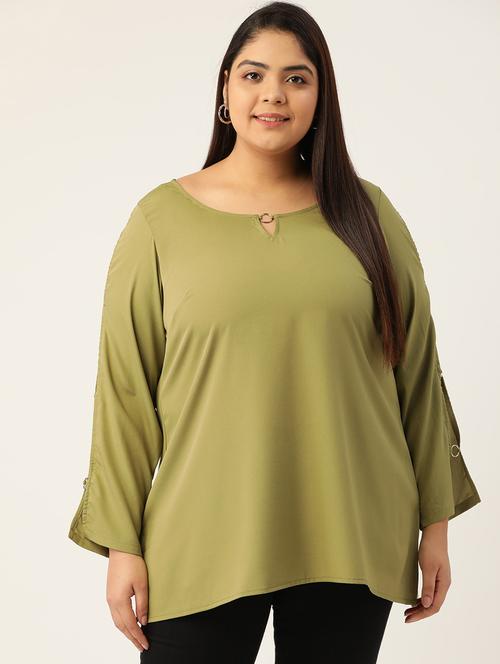 olive solid regular top - 18308979 - Standard Image - 0