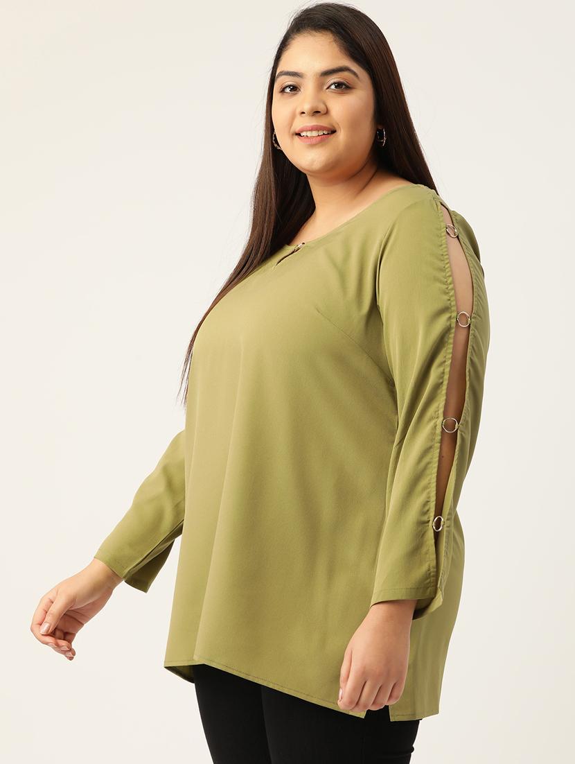 olive solid regular top - 18308979 -  Standard Image - 1