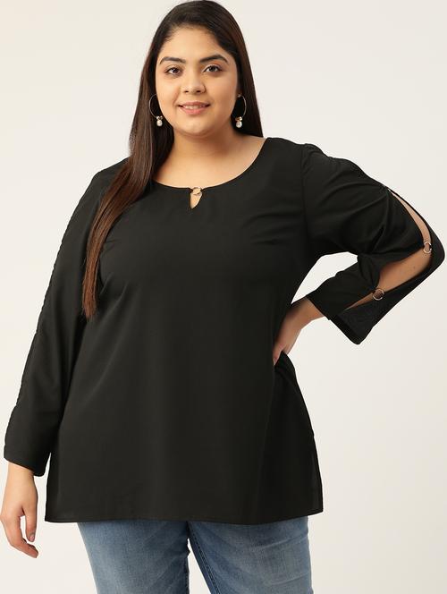 black solid regular top - 18308980 -  Standard Image - 0