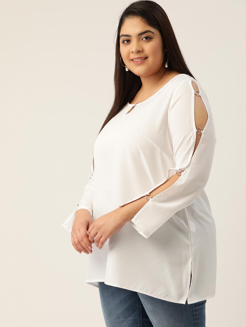 white solid regular top - 18308981 -  Standard Image - 1