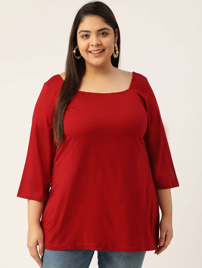maroon solid plus top