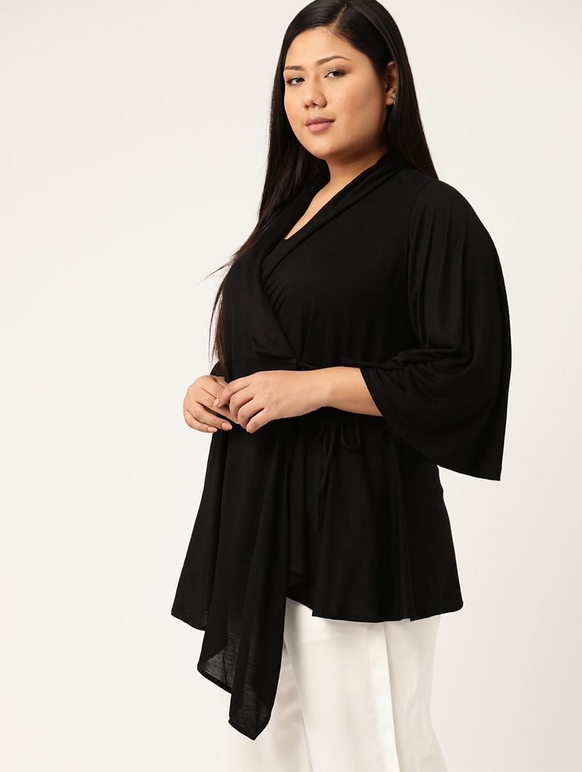 black solid wrap top - 18309046 - Standard Image - 1