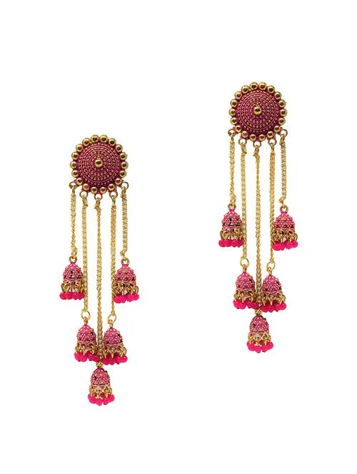 pink gold plated drop earring - 18309057 - Standard Image - 0