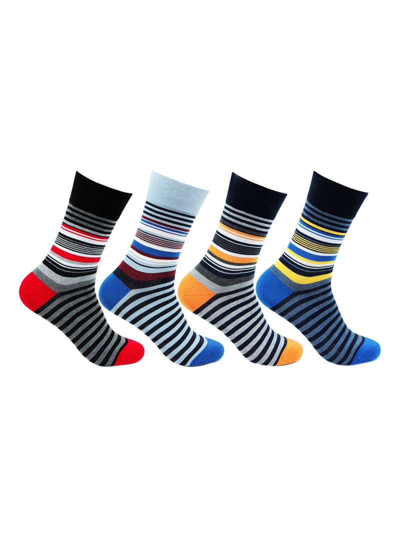 men pack of 4 striped above ankle length socks