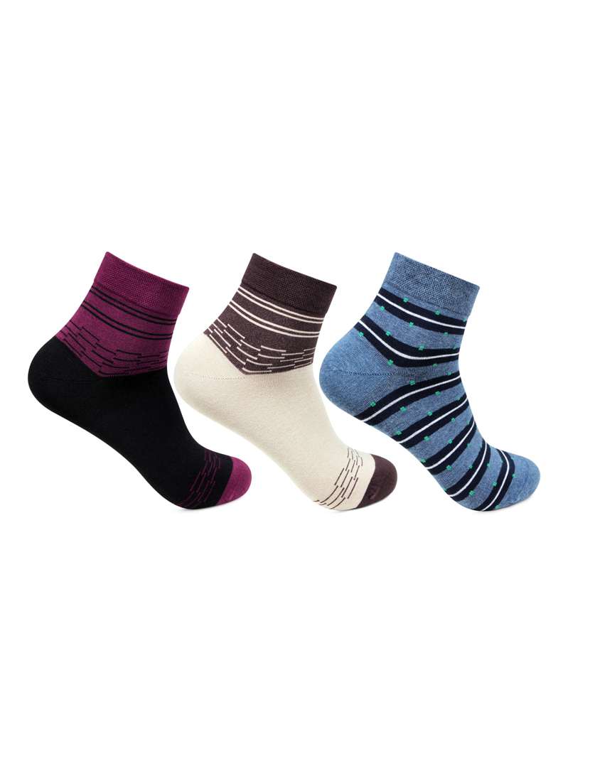 men pack of 3 striped ankle length socks