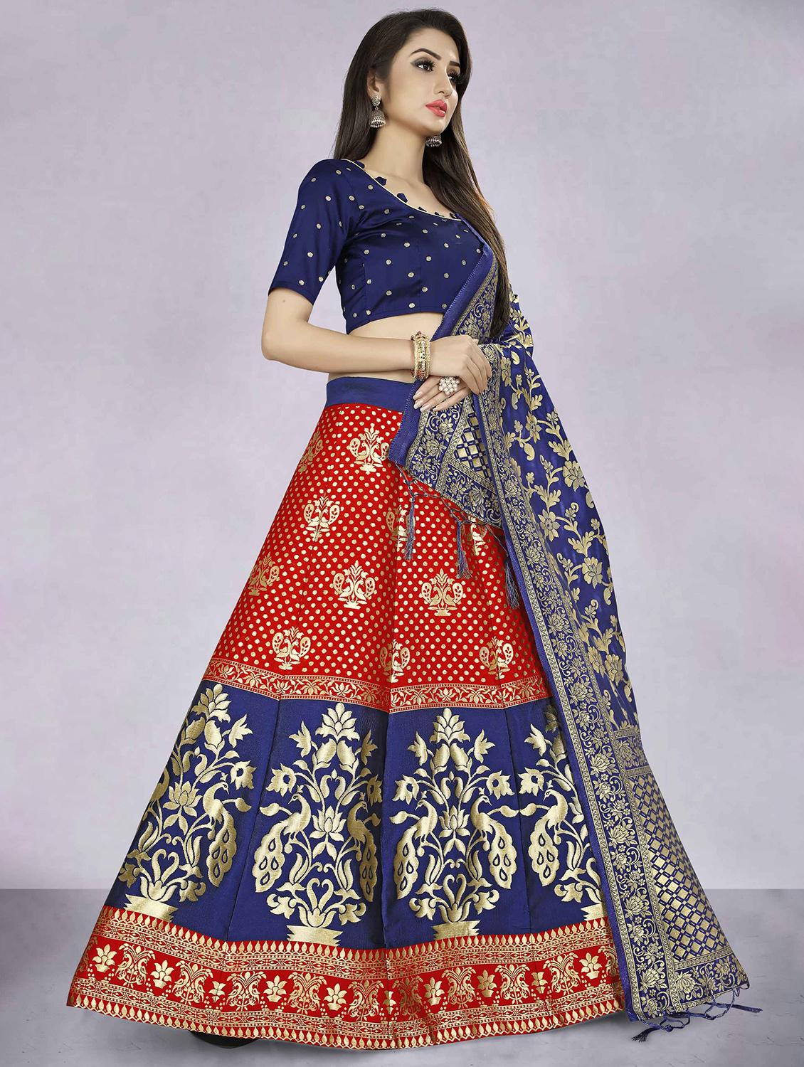 red banarasi flared lehenga - 18309343 - Standard Image - 1