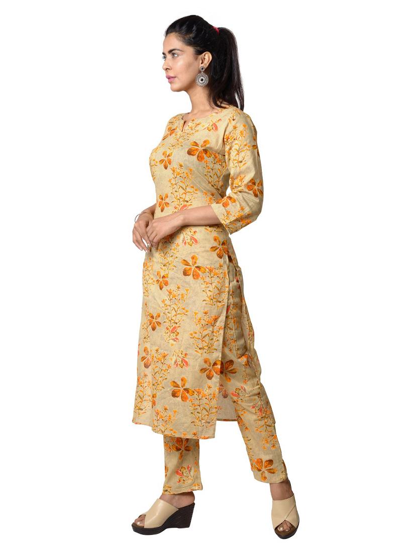 yellow cotton kurta pant set - 18309377 - Standard Image - 1