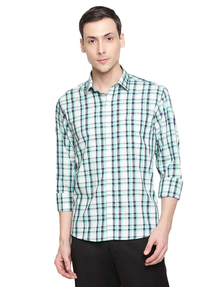 men checkered long sleeve casual shirt