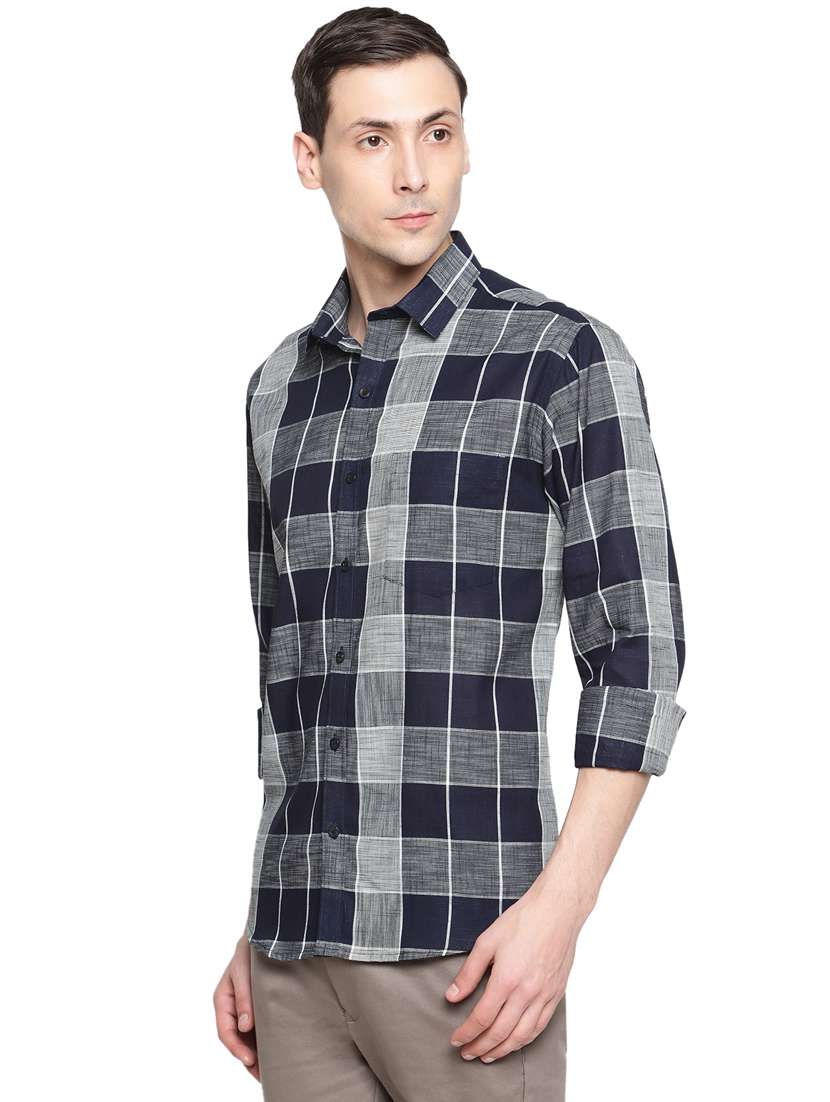 men checkered long sleeve casual shirt - 18309550 -  Standard Image - 1