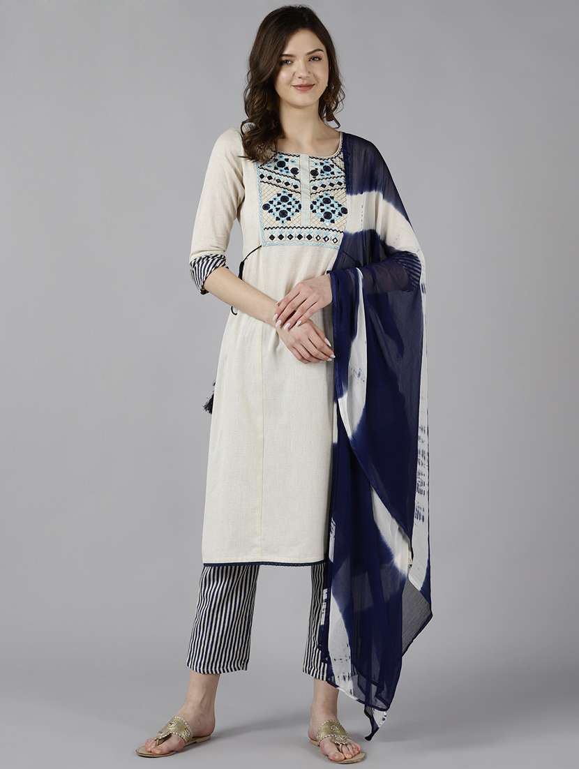 cream kurta suit set  - 18310155 -  Standard Image - 1