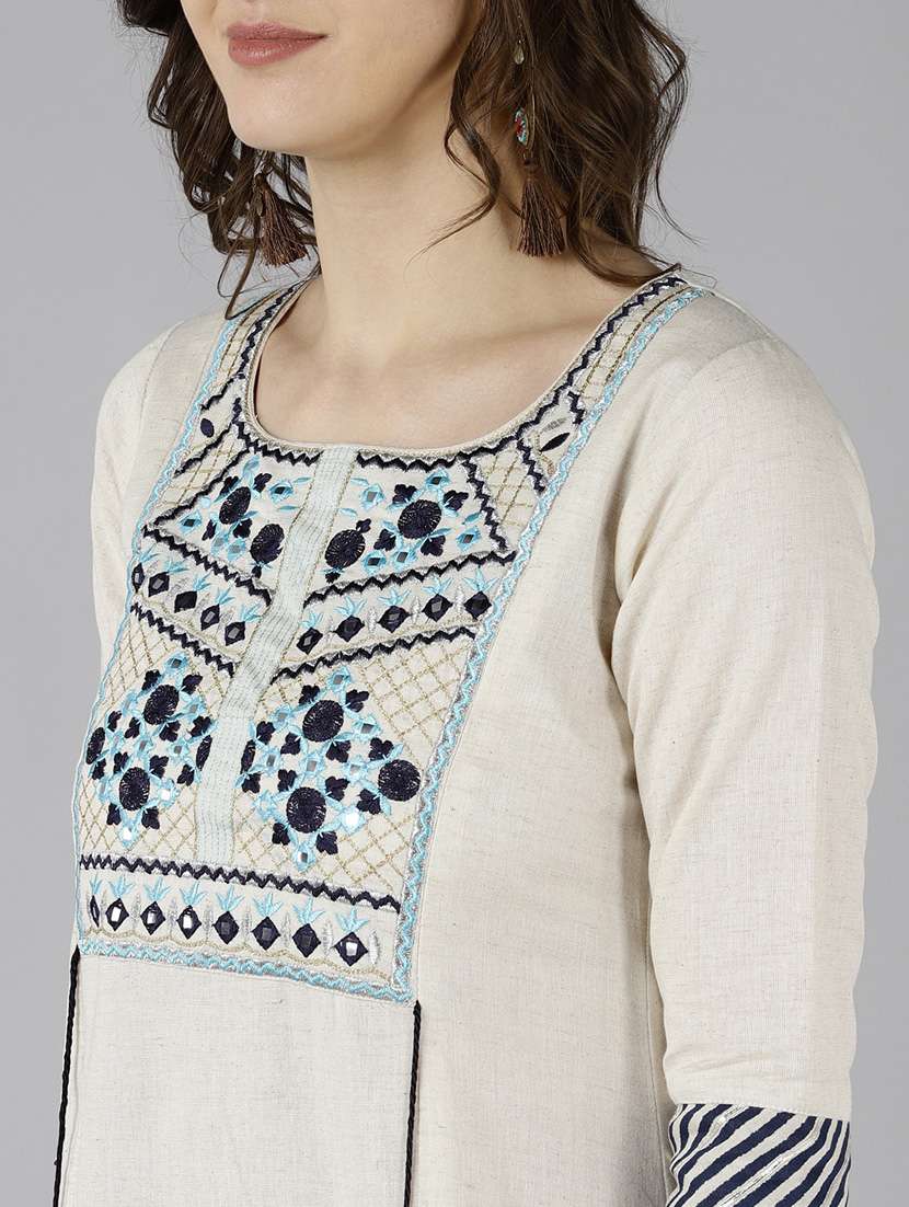 cream kurta suit set  - 18310155 -  Standard Image - 4