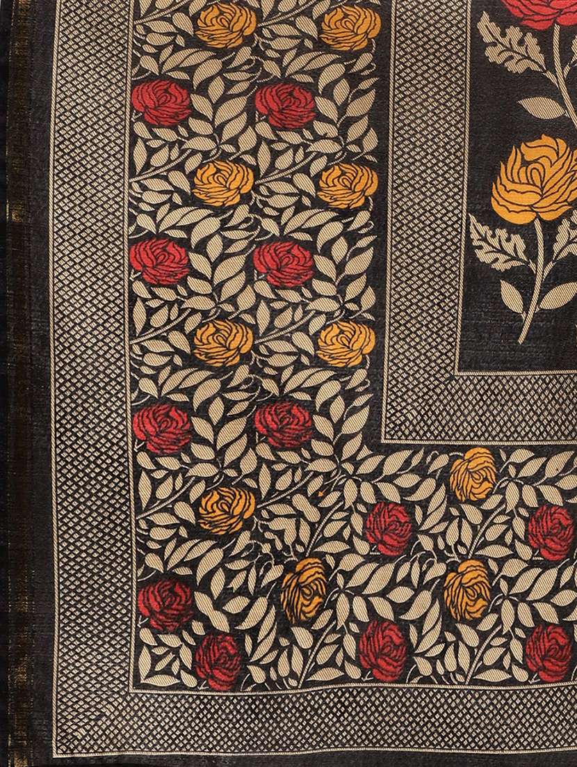 women's floral black colored saree - 18310266 -  Standard Image - 4